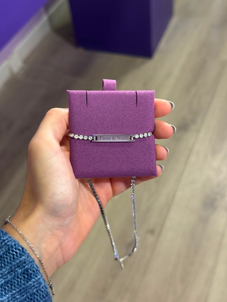 Collar de tenis para grabar con nombre personalizado, chapado en oro de 18 quilates, de acero inoxidable