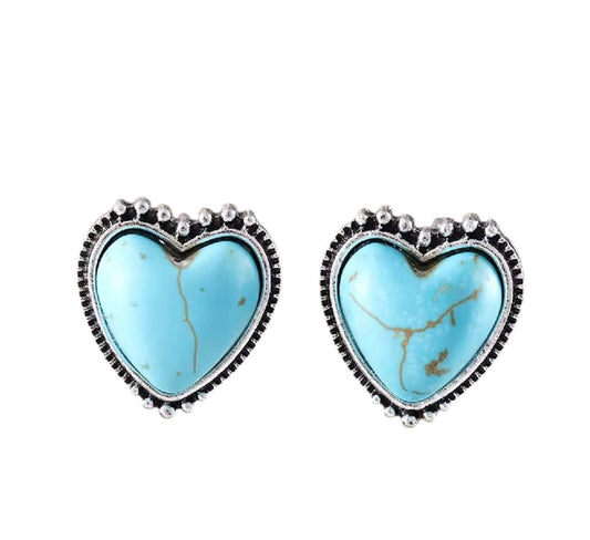 Zarcillos corazón - turquesina