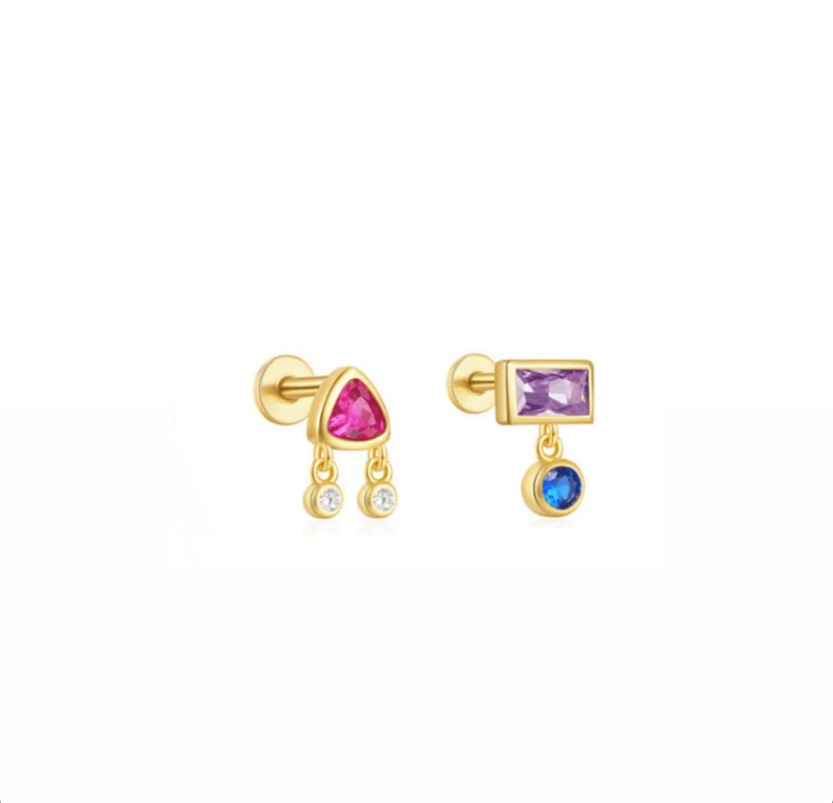 Stud multicolor - Plata de ley 925
