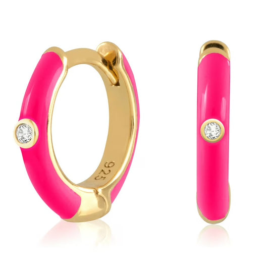 Hot pink hoops - Plata de ley 925