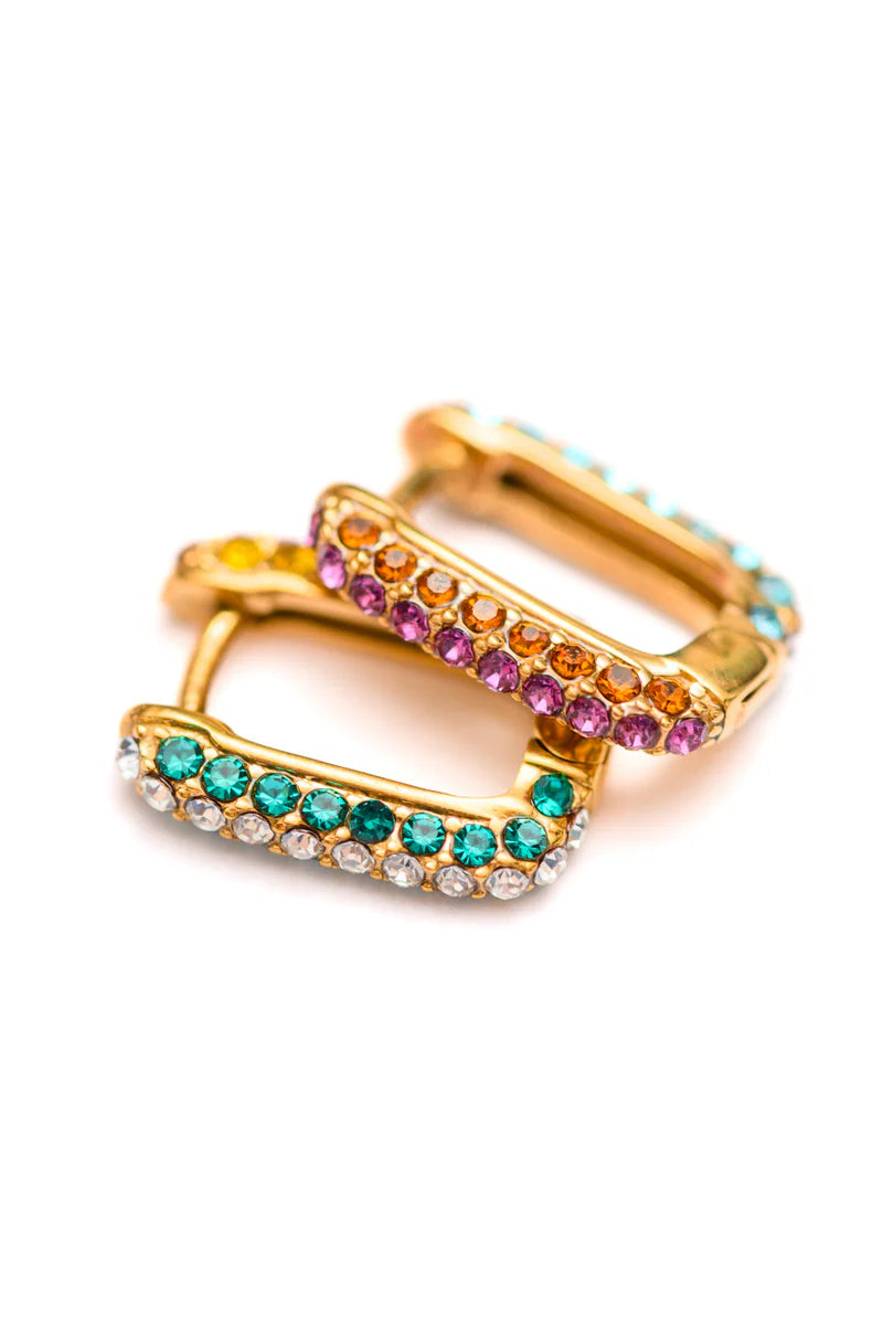 Square hoops Cloe multicolor - Baño de oro 18K