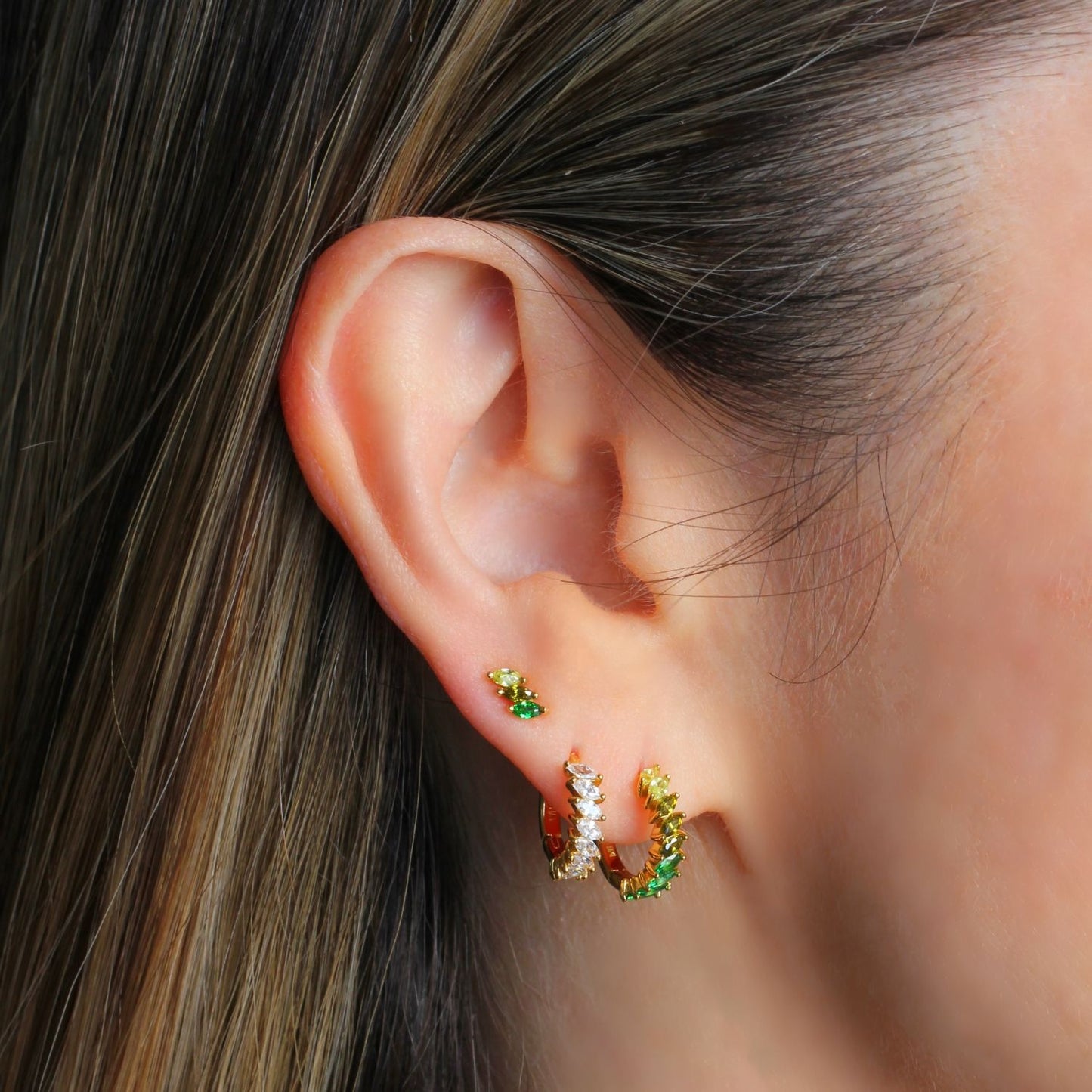 Argollas Rainbow Cuff - individuales  - Plata de ley 925