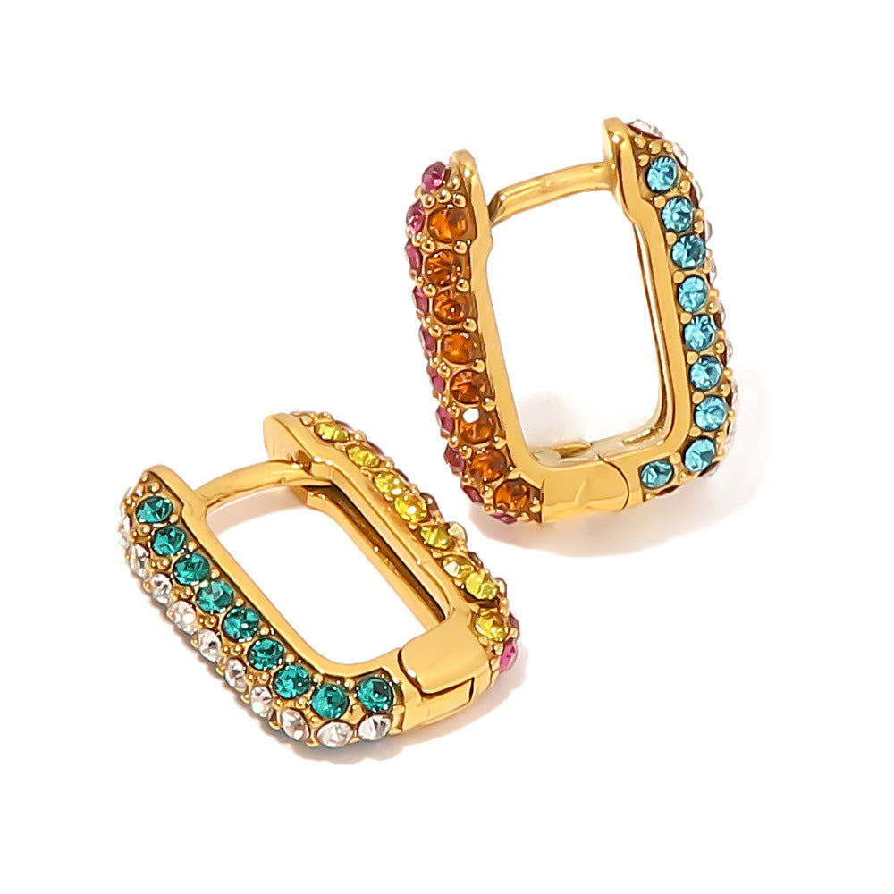Square hoops Cloe multicolor - Baño de oro 18K