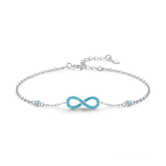 Pulsera infinito con turquesas - Plata de ley 925