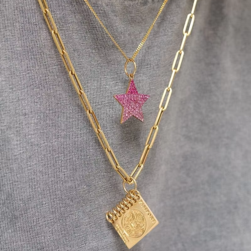 Collar de estrella full glam rosado