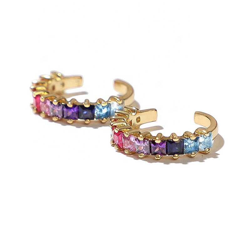 Ear cuff colorido  - Plata de ley 925 - Rainbow Cuff