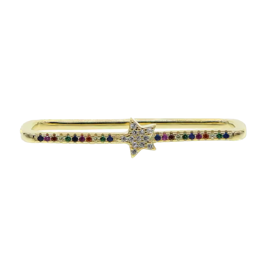 Ear cuff de tira de Estrella multicolor  - Plata de ley 925