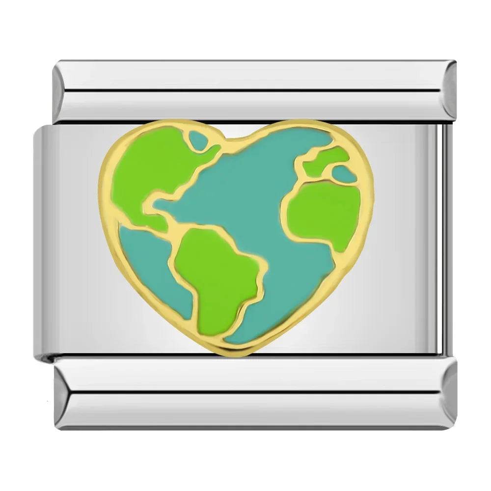 Italian bracelet plano - planeta en forma de corazón