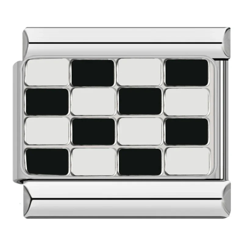 Italian bracelet plano - bandera de carrera -checkered