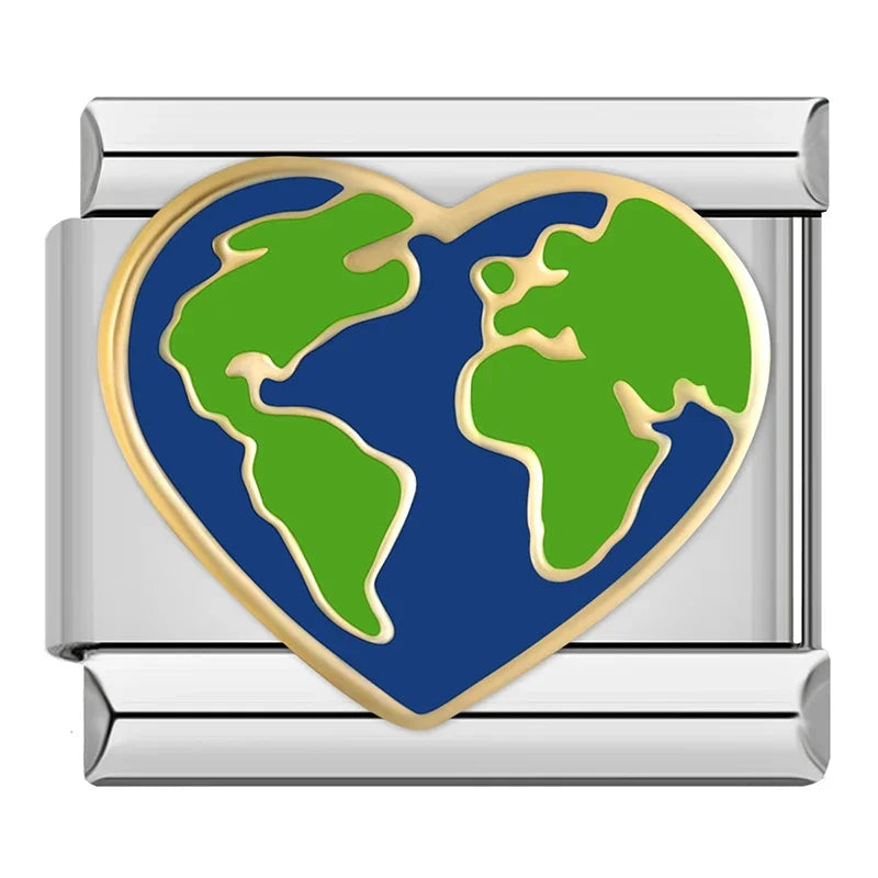 Italian bracelet plano - planeta en forma de corazón