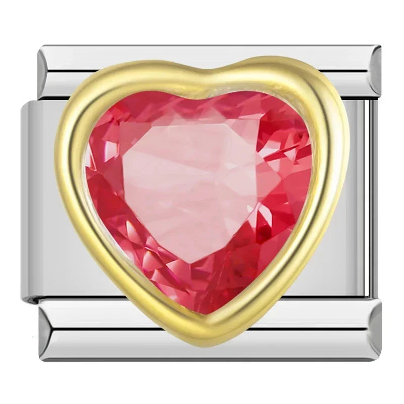 Italian bracelet plano - corazón brillante