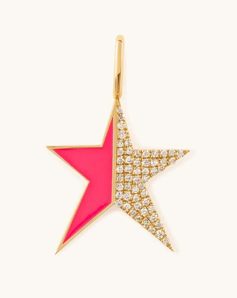 Dije de estrella asimétrica hot pink