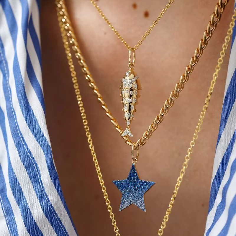Collar de estrella full glam azul