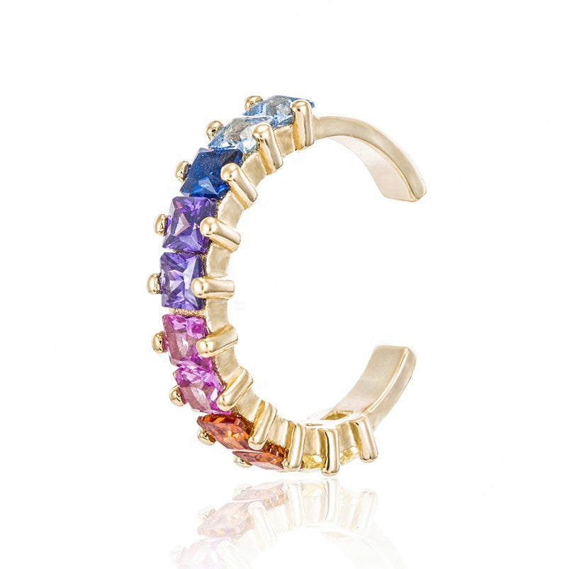Ear cuff colorido  - Plata de ley 925 - Rainbow Cuff