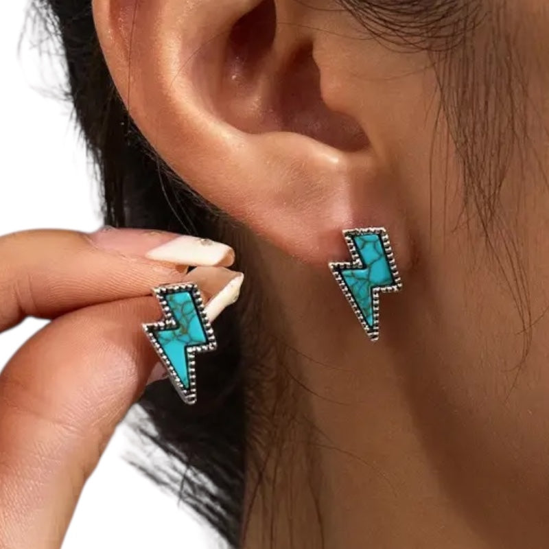 Zarcillos rayo turquesita - par