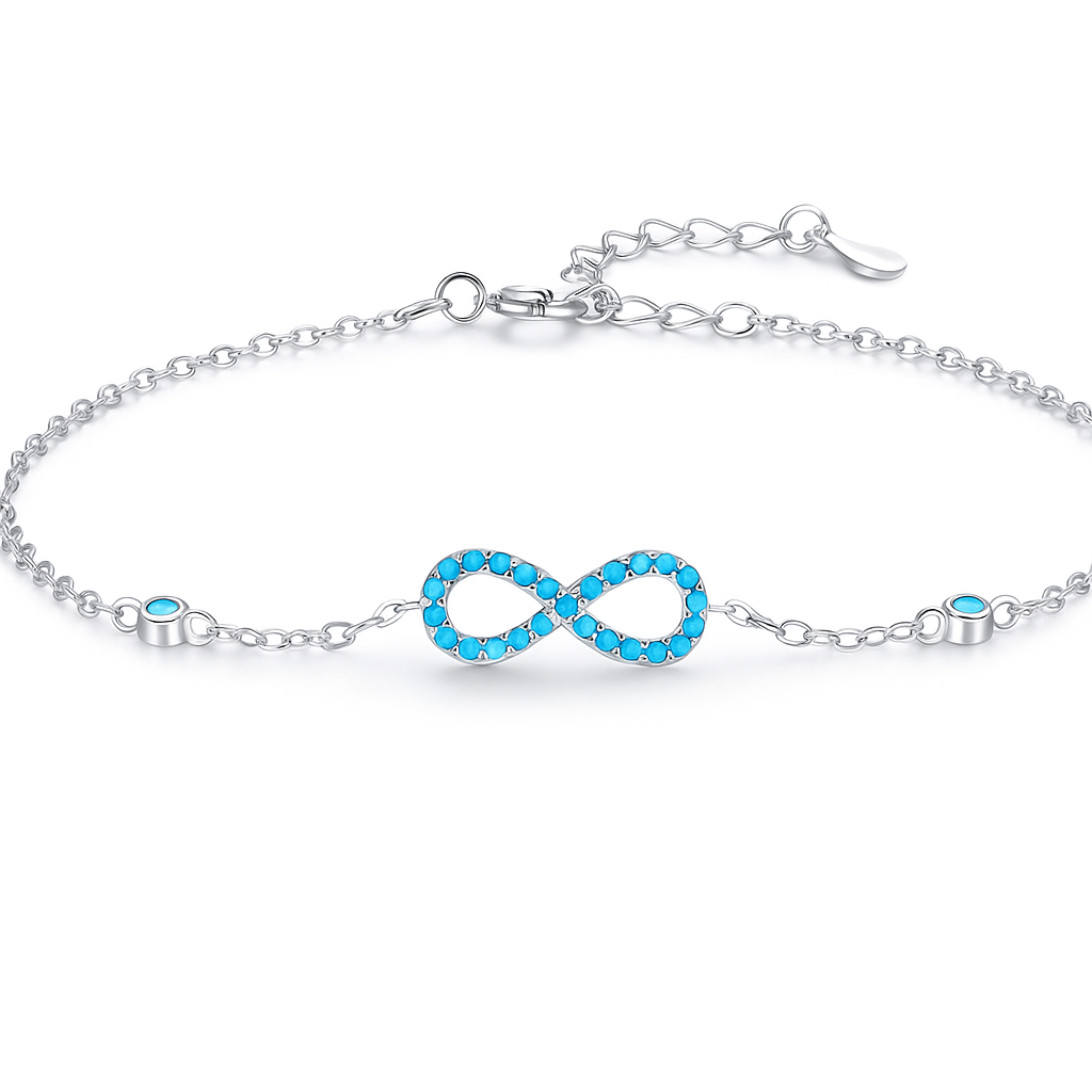 Pulsera infinito con turquesas - Plata de ley 925