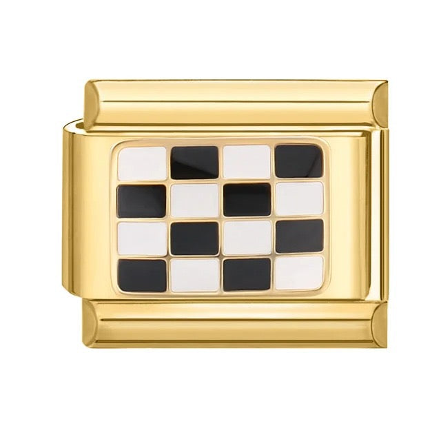 Italian bracelet plano - bandera de carrera -checkered