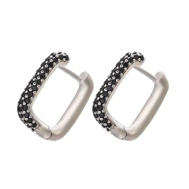 Square hoops - plateados - Plata de ley 925