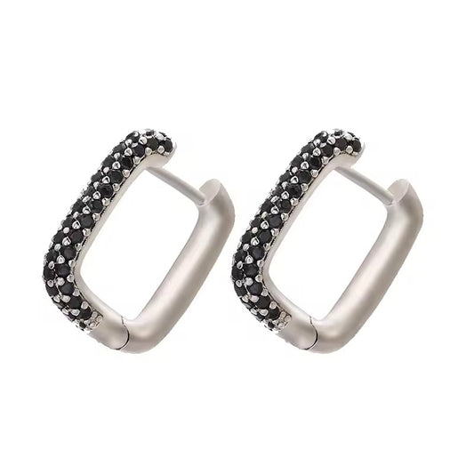 Square hoops - plateados - Plata de ley 925
