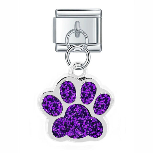 Italian bracelet colgante - patita de perro morada