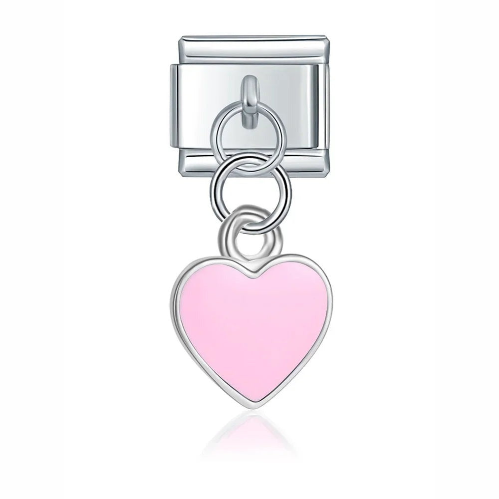 Italian bracelet colgante - corazón plateado