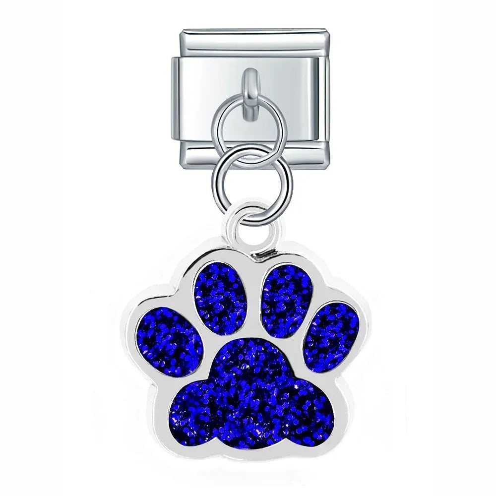 Italian bracelet colgante - patita de perro azul oscuro