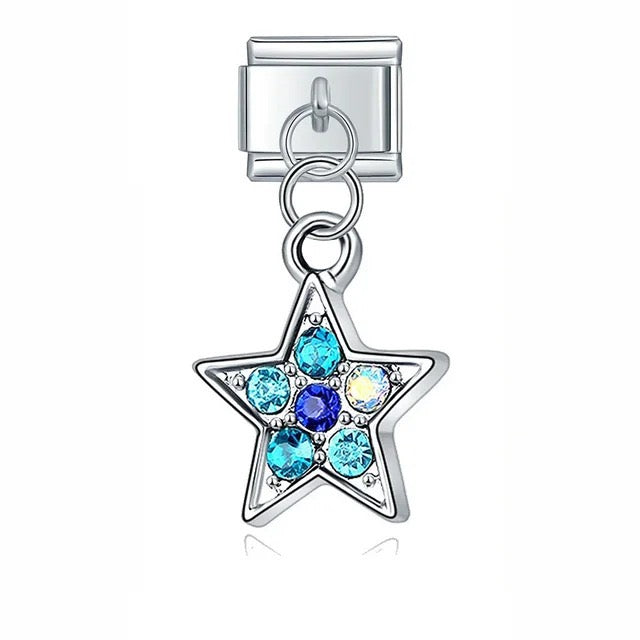 Italian bracelet colgante - estrella azul