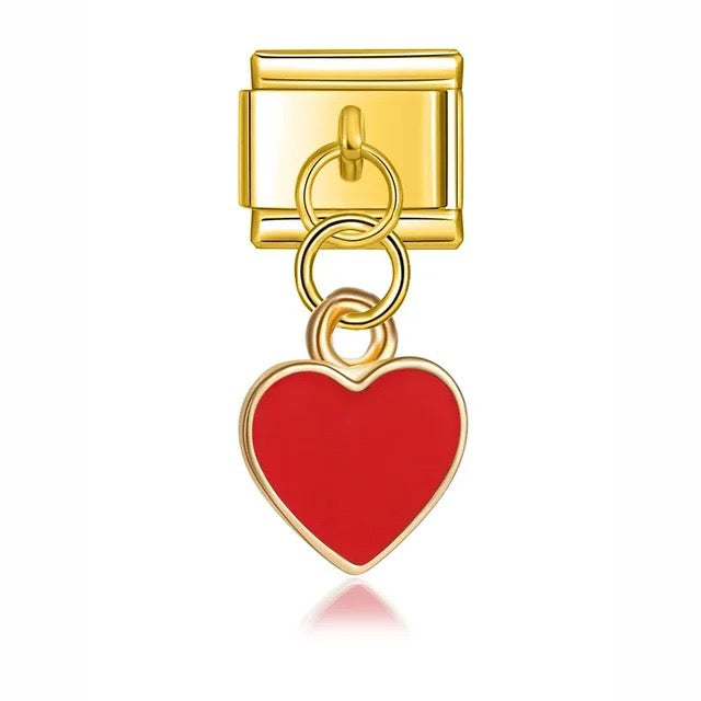 Italian bracelet colgante - corazón dorado