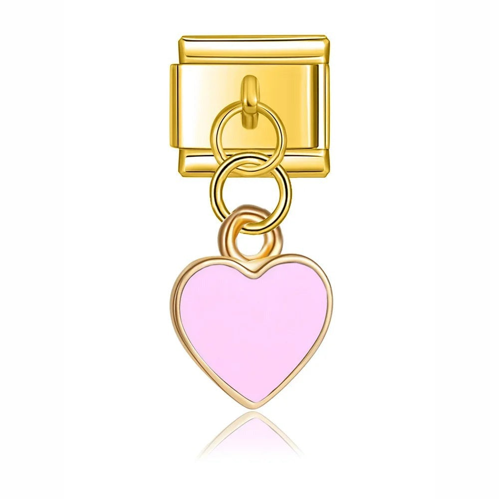 Italian bracelet colgante - corazón dorado