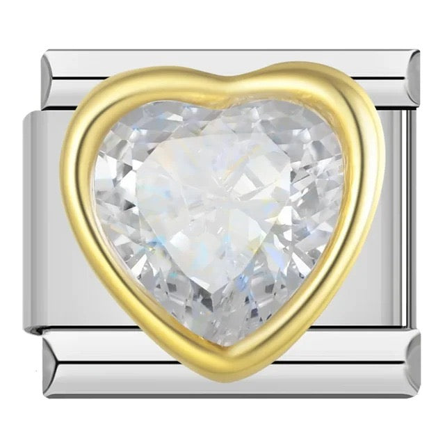 Italian bracelet plano - corazón brillante