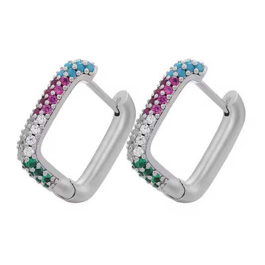 Square hoops - plateados - Plata de ley 925
