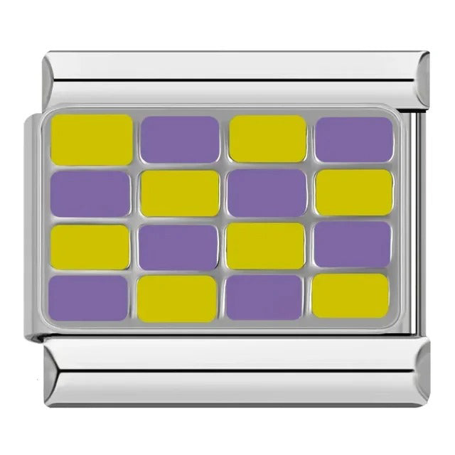 Italian bracelet plano - bandera de carrera - checkered - coloridos