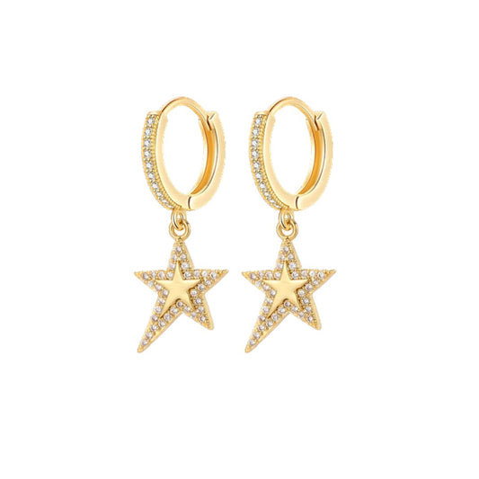 Zarcillos de estrella asimétrica - Plata de ley 925