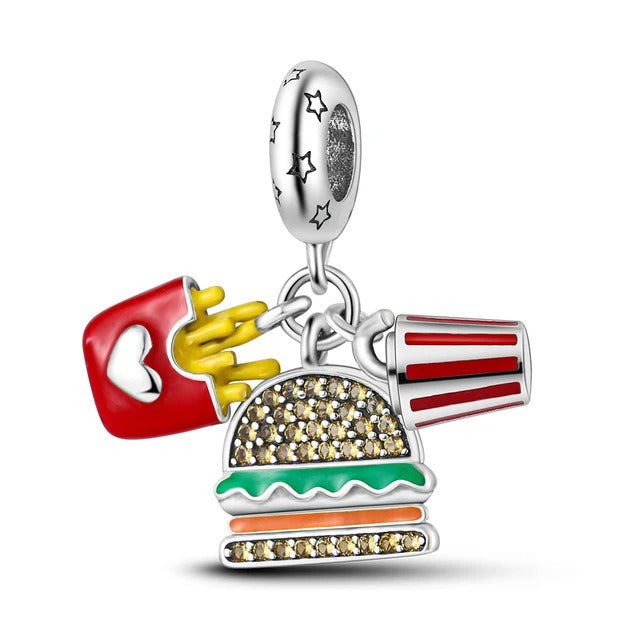 Charm de plata 925 - hamburguesa - comida rápida