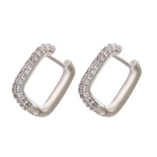 Square hoops - plateados - Plata de ley 925