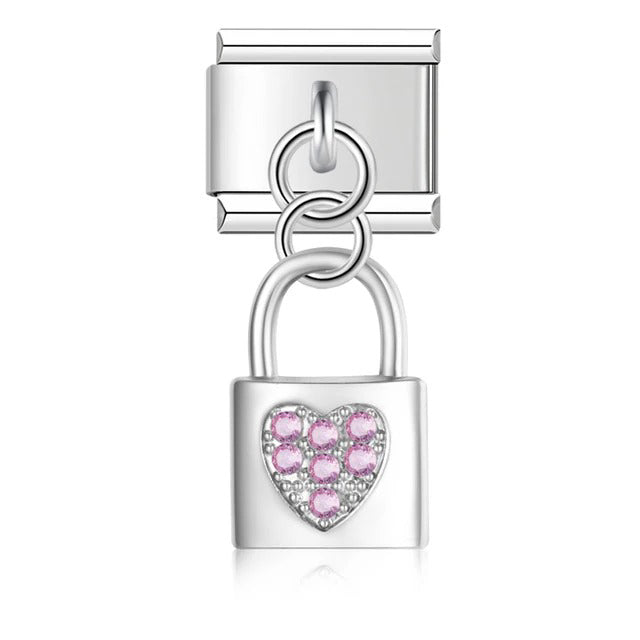 Italian bracelet colgante - candado con corazón