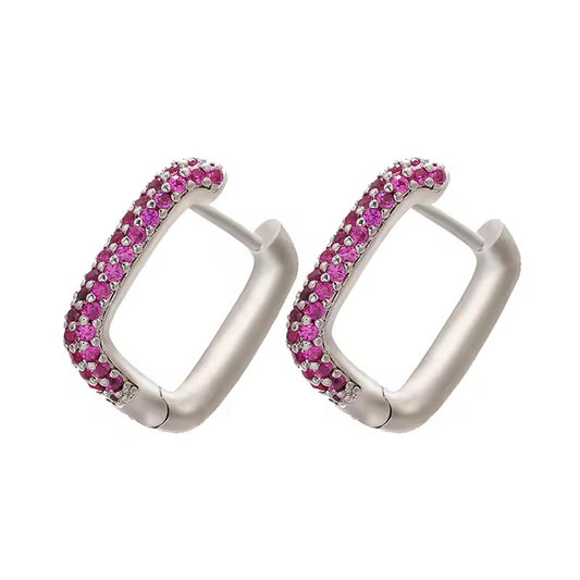 Square hoops - plateados - Plata de ley 925