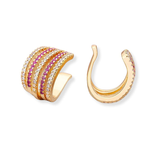 Ear cuff de tiras rosado