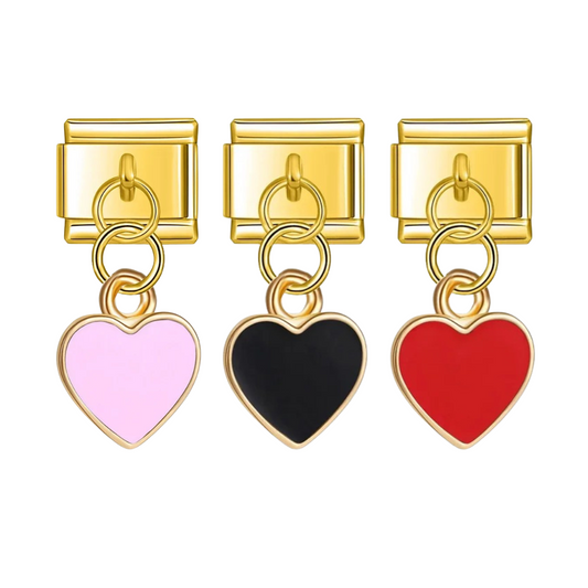 Italian bracelet colgante - corazón dorado