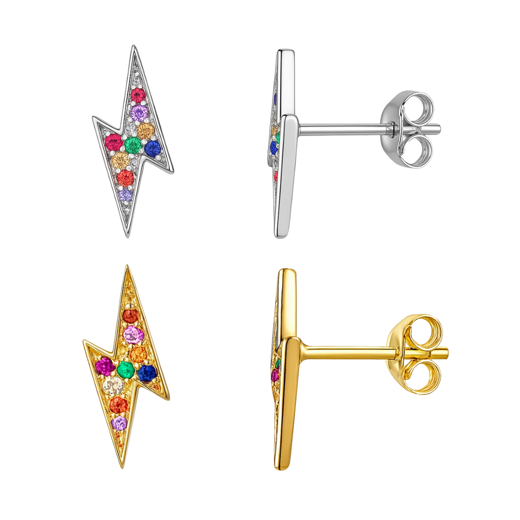 Stud rayo multicolor - Plata de Ley 925