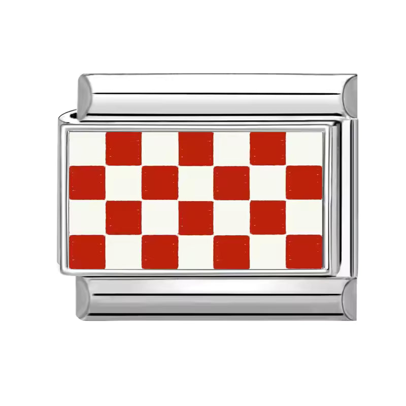 Italian bracelet plano - red and white checkers