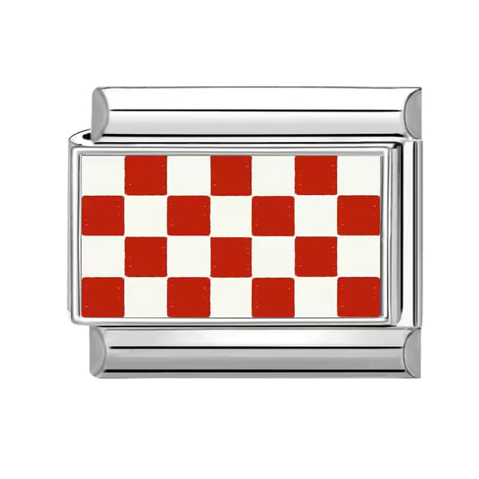 Italian bracelet plano - red and white checkers