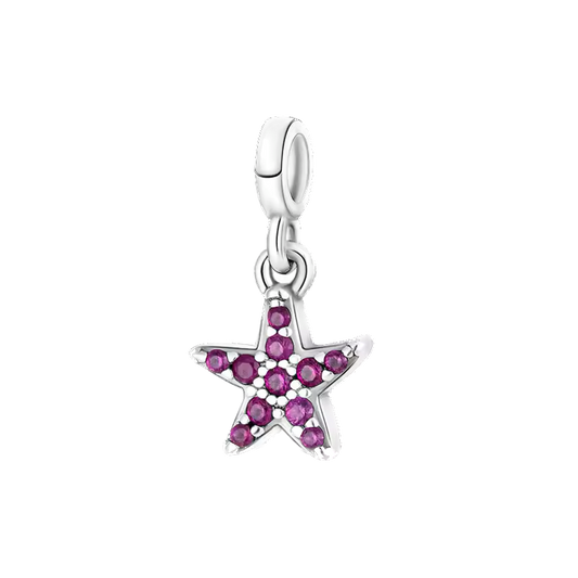 Mini charm de plata - estrella rosada