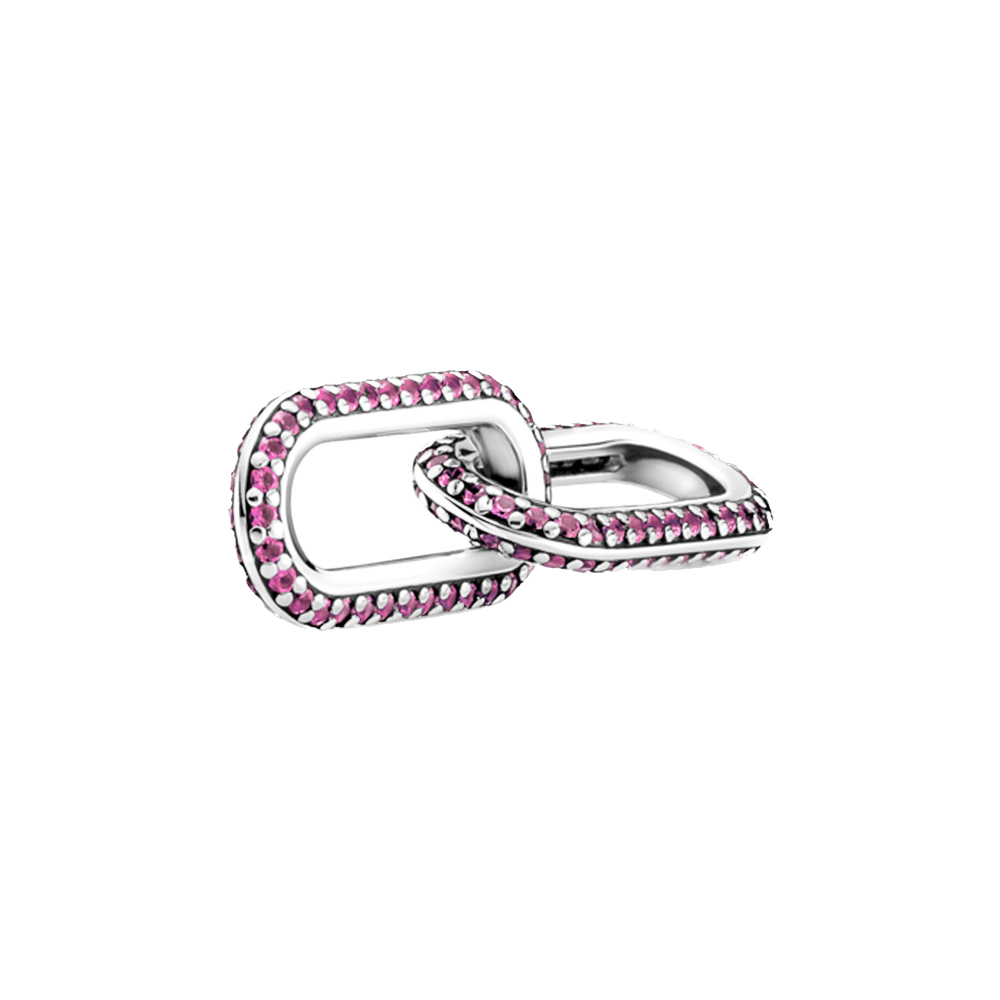 Mini charm de plata - eslabón de circones