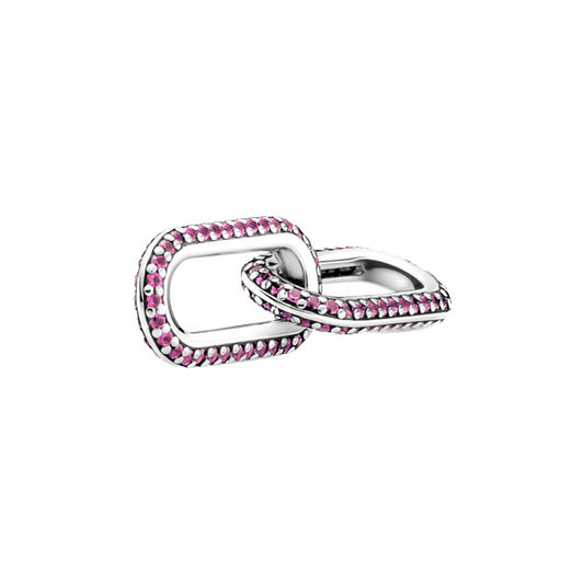 Mini charm de plata - eslabón de circones