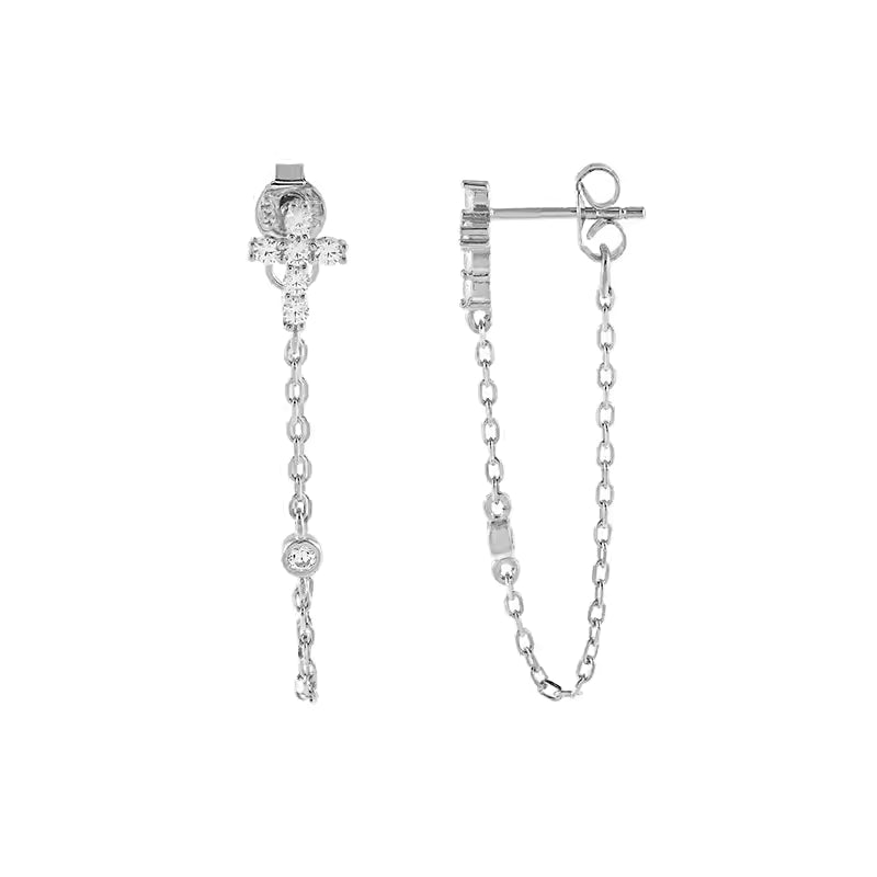 Zarcillos de cadena con cruz