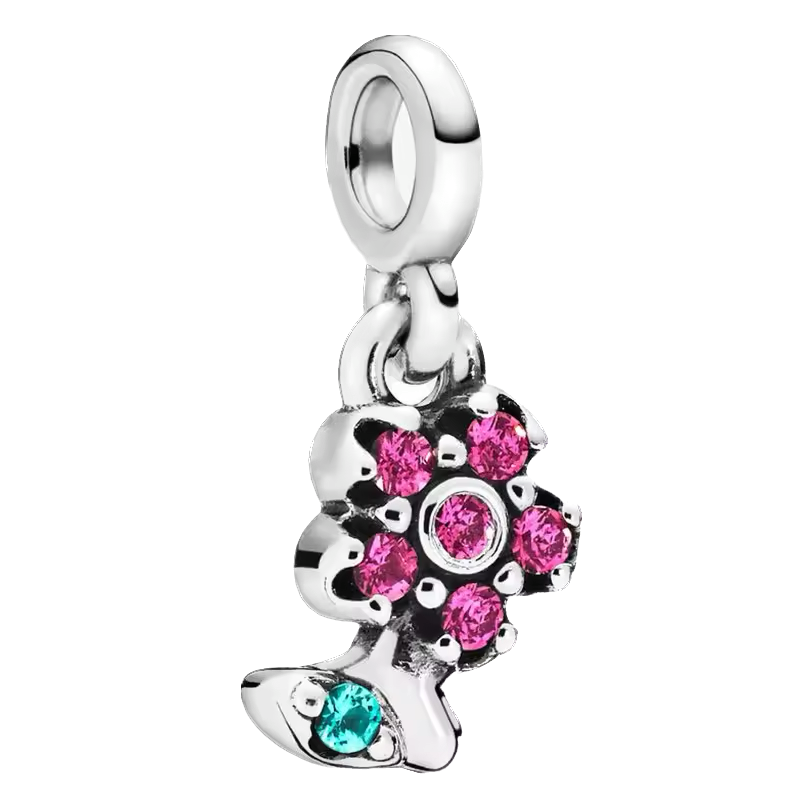 Mini charm de plata - flor