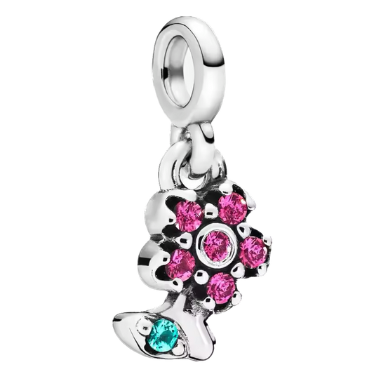 Mini charm de plata - flor