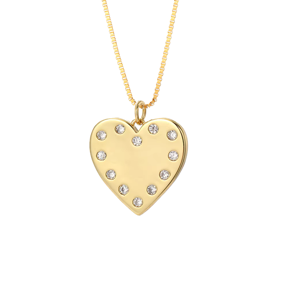 Collar de corazón con brillos