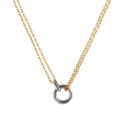 Collar Paola Mix & Match - double circle - Acero inoxidable